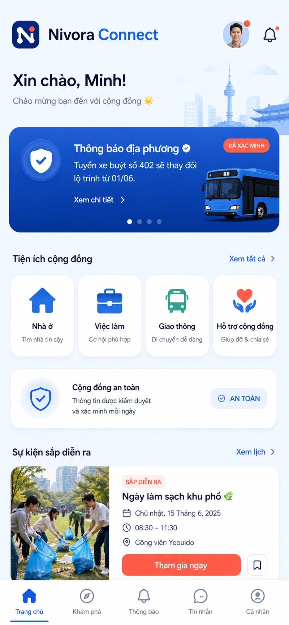 Giao diện app Nivora Connect góc phải