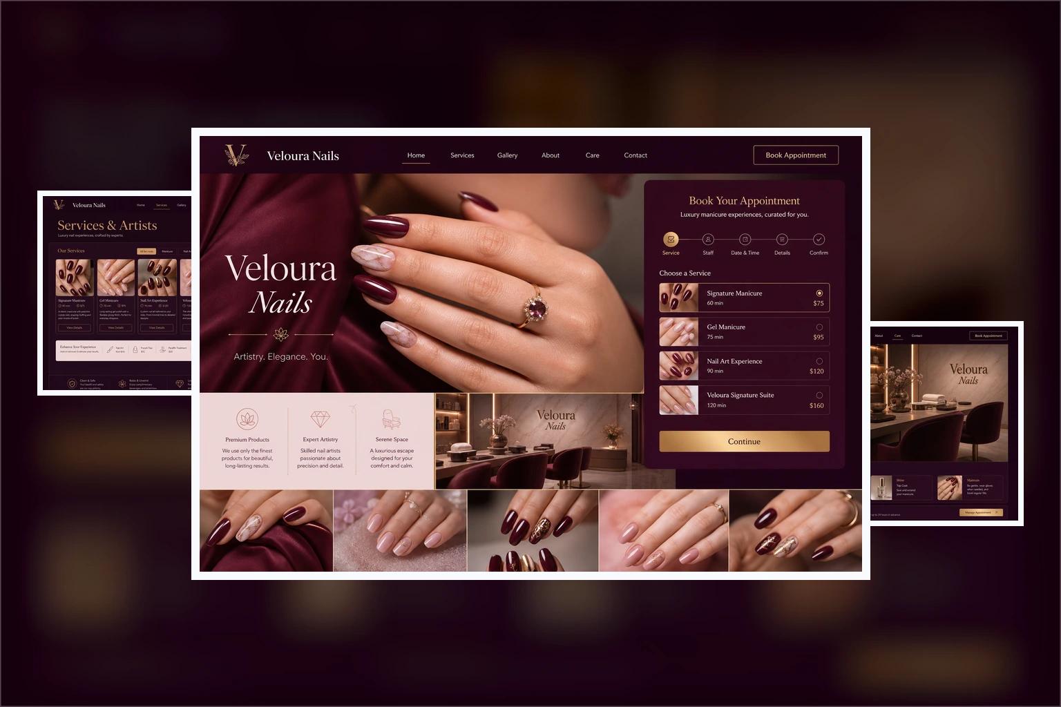 Giao diện sản phẩm Veloura Nails