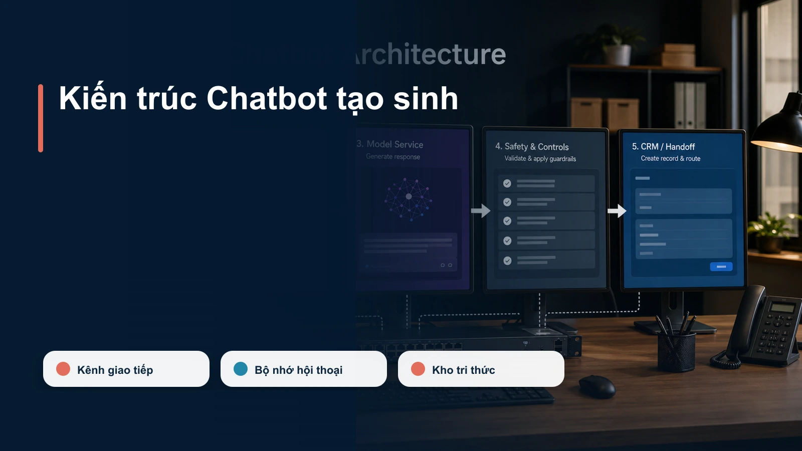 Kiến trúc Chatbot tạo sinh — minh họa cho mục Cấu tạo của Chatbot AI tạo sinh